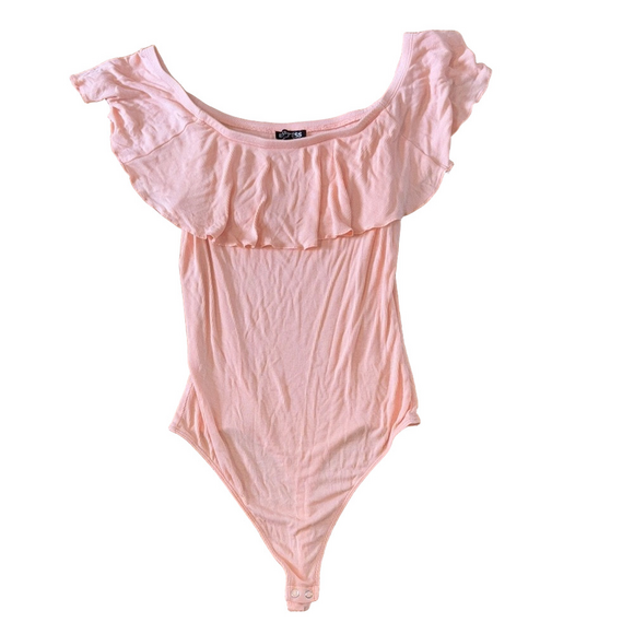 Express Pink Ruffled Bodysuit Size Medium - Picture 2 of 9